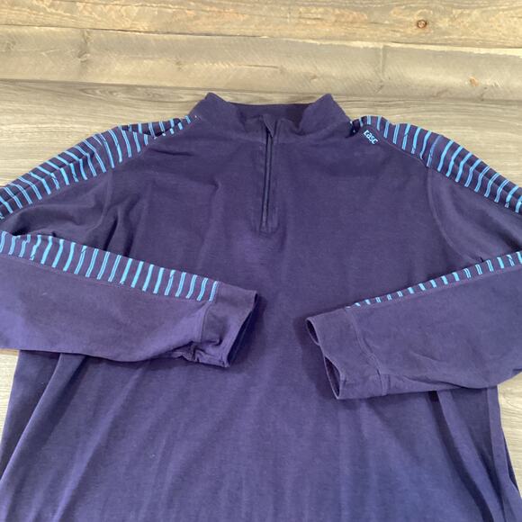 Tasc Performance MOSO Tech Shirt Size XL 1/4 Zip LS Bamboo Stripe UPF 50+ - Picture 8 of 13